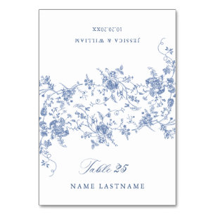 Victorian Blue French Garden Wedding Escort Card