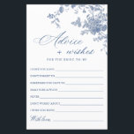 Victorian Blue French Garden Wishes & Advice Card<br><div class="desc">Personalise with the bride to be's name and date of shower. 
For further customisation,  please click the "customise further" link. If you need help,  contact me please.</div>