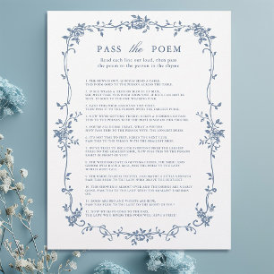 Victorian Blue 'Pass the Poem' Bridal Shower Game