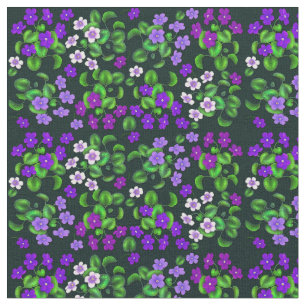 Victorian Blue Purple Garden Violets Fabric