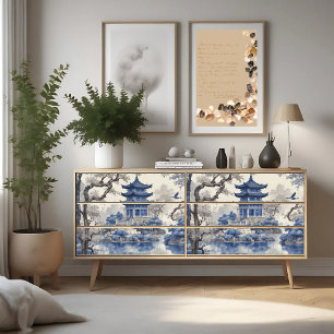 Victorian Blue Sapphire Willow Decoupage Print Tissue Paper