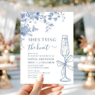 Victorian Blue She's Tying the Knot BRIDAL SHOWER Invitation