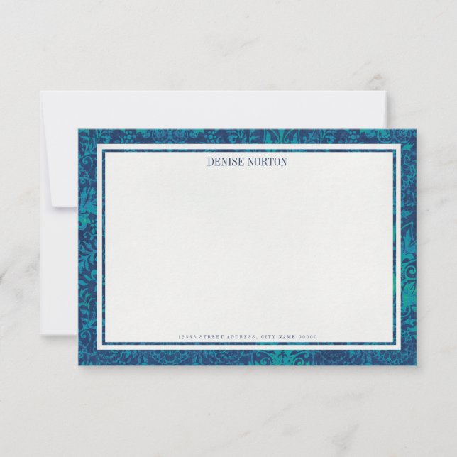 Victorian Blue Stationery Note Card (Front)