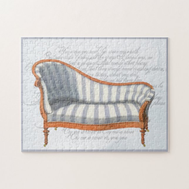 Victorian Blue Stripe Chaise Lounge Jigsaw Puzzle (Horizontal)
