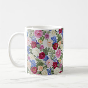 Victorian Blush & Azure Botanical Coffee Mug