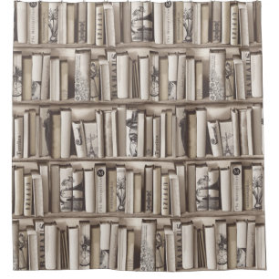 victorian books shower curtain