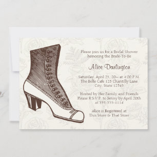 Victorian Boot and Floral Invitation