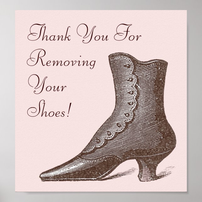 Victorian Boot Please Remove Your Shoes Sign (Front)