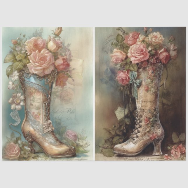 Victorian Boots Tissue Paper (Front)