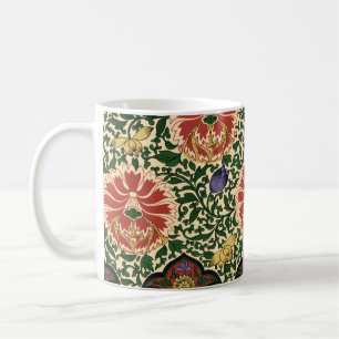 Victorian Botanical Red and Green Ornament Pattern Coffee Mug