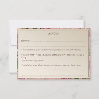 Victorian Botanical Style Wedding RSVP Card