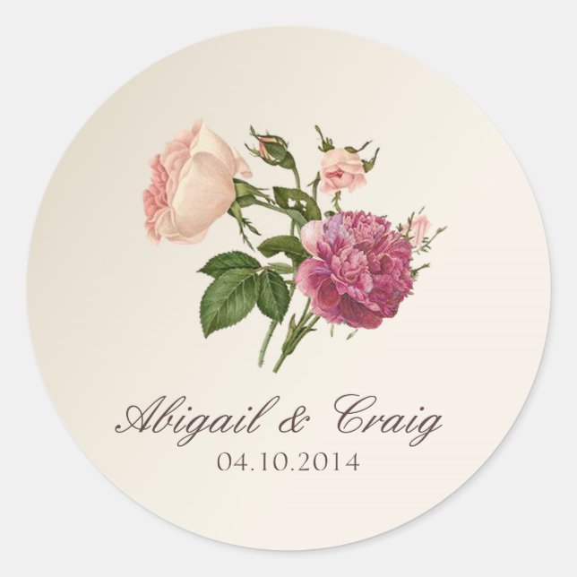 Victorian Botanical Wedding Invitation Stickers (Front)
