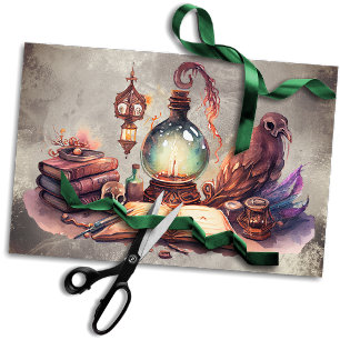 Victorian Boudoir Antique Desk with Crystal Ball Tissue Paper