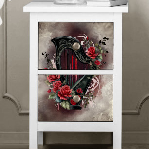 Victorian Boudoir   Antique Music Celtic Lap Harp Tissue Paper