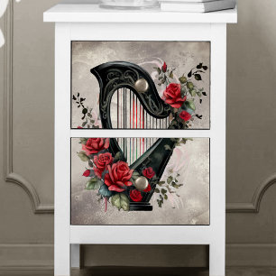 Victorian Boudoir Pedal Harp Music Instrument Tissue Paper