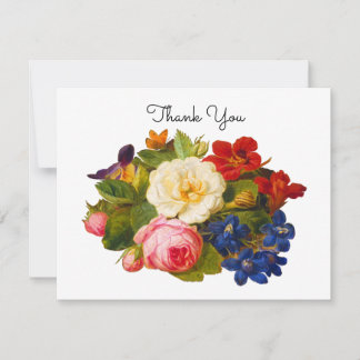 Victorian Bouquet with Roses and Butterfly Thank You Card