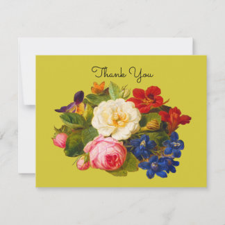 Victorian Bouquet with Roses and Butterfly Thank You Card