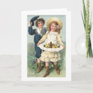 Victorian Boy And Girl Easter Card