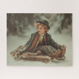Victorian Boy on a Sled Jigsaw Puzzle