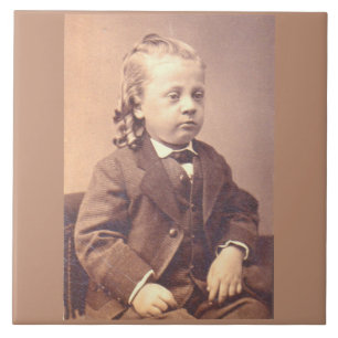 Victorian boy with unfortunate hair style ceramic tile
