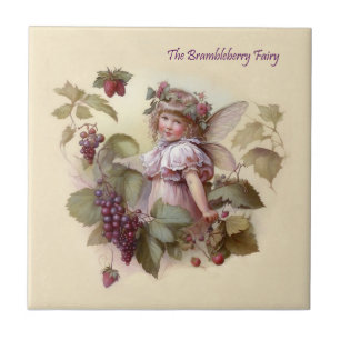 Victorian “Bramble Berry Fairy” in a Leafy Garden Ceramic Tile