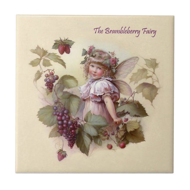 Victorian “Bramble Berry Fairy” in a Leafy Garden  Ceramic Tile (Front)