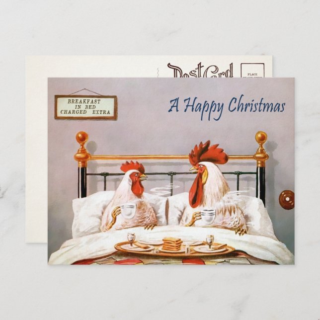 Victorian Breakfast in Bed Christmas Postcard (Front/Back)