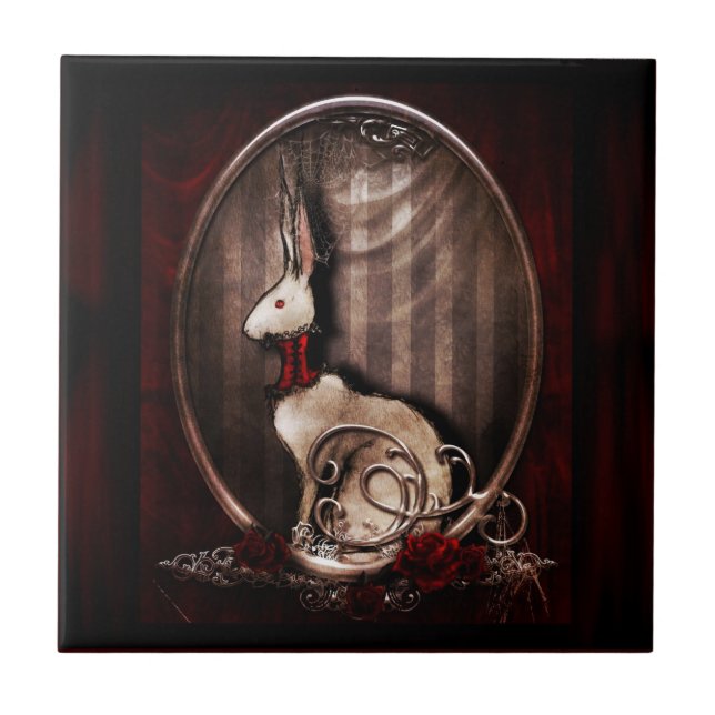 VICTORIAN BUNNY CERAMIC TILE (Front)