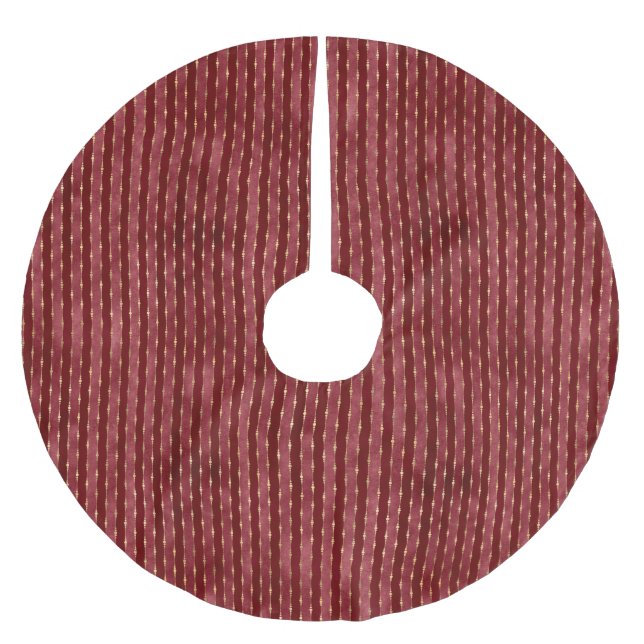 Victorian Burgundy and Gold Stripe Brushed Polyester Tree Skirt (Front)