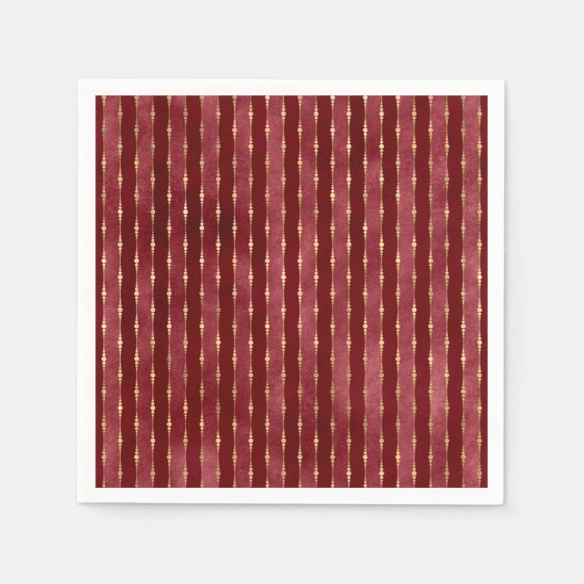 Victorian Burgundy and Gold Stripe Napkin (Front)