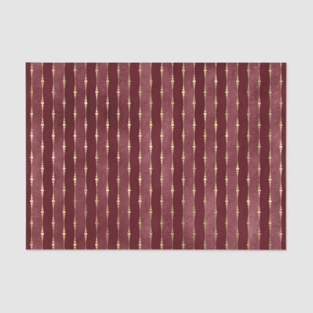 Victorian Burgundy and Gold Stripe Tissue Paper (Front)