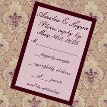 Victorian Burgundy Text & Frame Wedding