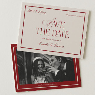 Victorian Burgundy Wedding Save the Date Photo Invitation