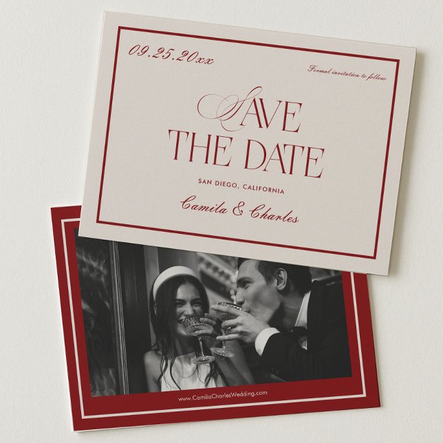 Victorian Burgundy Wedding Save the Date Photo Invitation (Creator Uploaded)