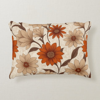Victorian burnt orange floral accent pillow