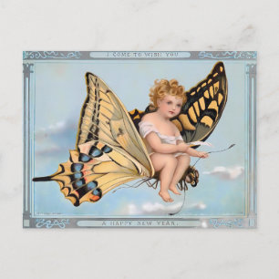 Victorian Butterfly Baby Angel  Postcard