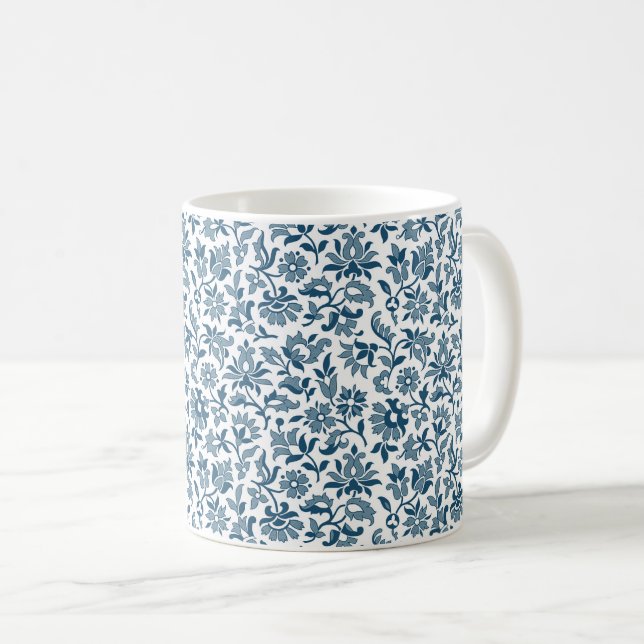 Victorian Calico 2, Blue Coffee Mug (Front Right)