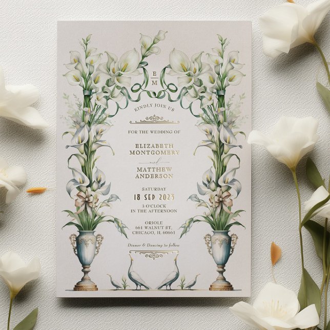 Victorian Calla Lily Elegance Wedding Invitation (Creator Uploaded)