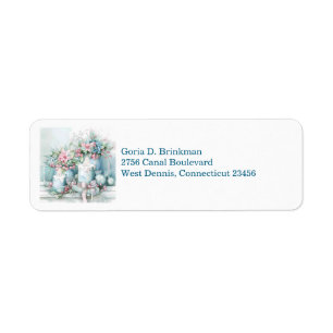 Victorian Candle and Christmas Florals Return Address Label