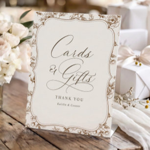 Victorian Cards & Gifts Brown & Cream Wedding Pedestal Sign