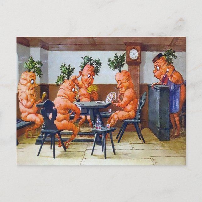 Victorian Carrot Card Game Postcard (Front)