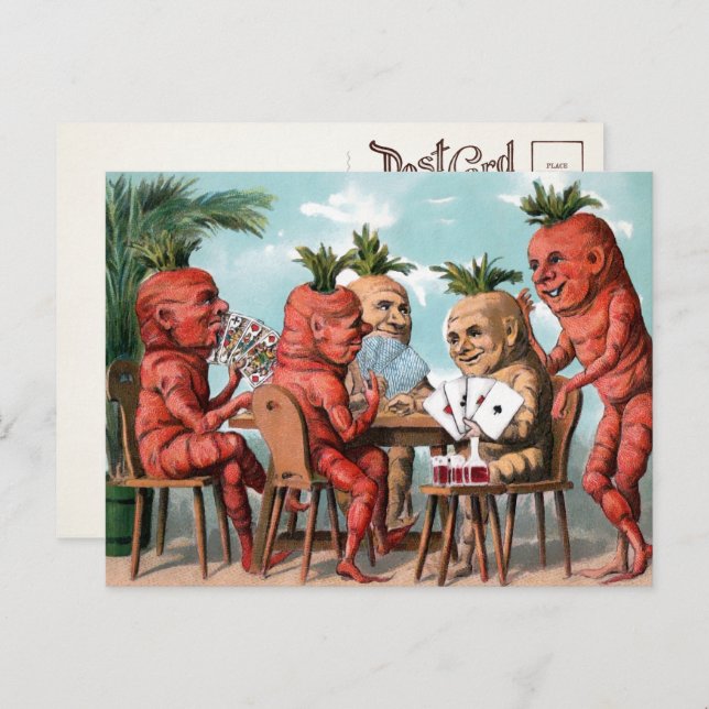 Victorian Carrot Card Game Postcard  (Front/Back)