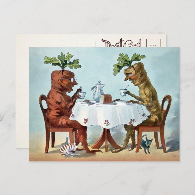 Victorian Carrot Tea Time Postcard  (Front/Back)