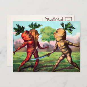 Victorian Carrots Duel Postcard 