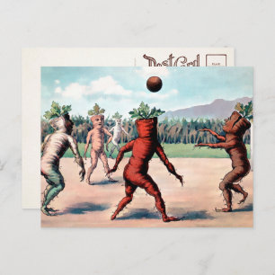 Victorian Carrots Playing Ball Postcard
