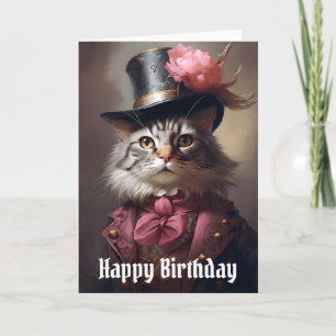 Victorian Cat Birthday Card