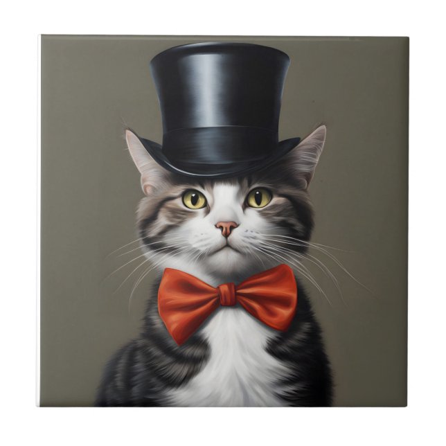 Victorian Cat Ceramic Tile (Front)