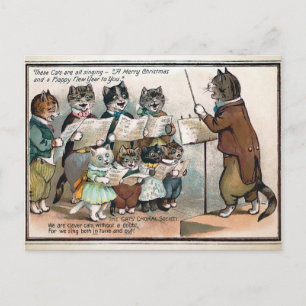 Victorian Cat Choir Christmas Postcard