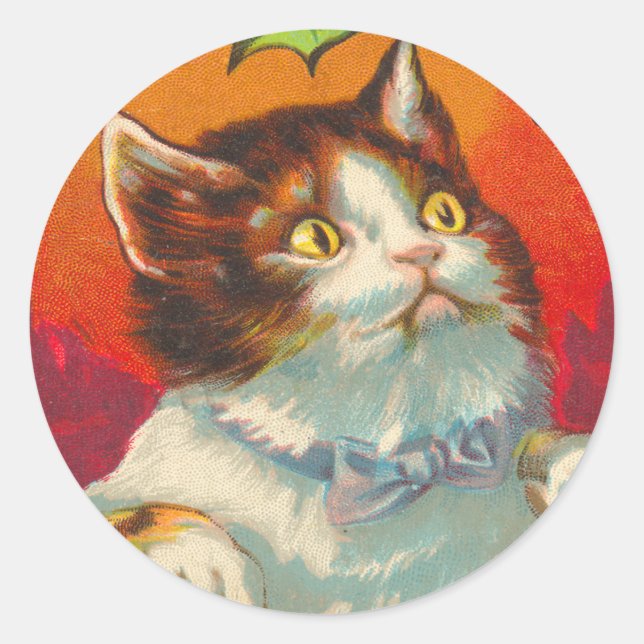 Victorian Cat Christmas Stickers (Front)
