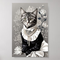 Victorian cat dressed in black